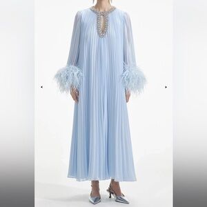 SP Crystal blue feather midi dress